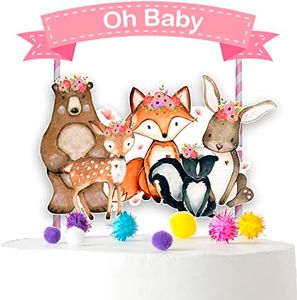 Woodland Animals Baby Shower Cake Topper for Girls Theme Forest Animals Party Supplies