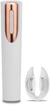 Electric Wine Opener Battery Operated with Stand and Built-in Foil Cutter - Automatic Wine Opener - Electric Corkscrew for Easy Cork Removal - Best Gift for Wine Lover (White and Rose Gold)