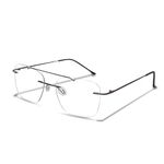 JOY COLOURS Rimless Square Double Bridge Spectacle Frame For Men & Women Medium - Brown