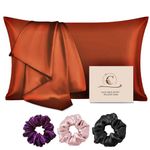 Candibella 's Satin Silk Pillow Covers For Hair And Skin,Pack Of 2 Solid Satin Pillow Cover With 3 Satin Scrunchies For Women,Luxurious Silk Pillow Covers With Envelope Closure,400 TC(Bronze),2 Piece