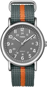 Timex Unisex Weekender 38mm Watch, Gray/Orange Stripe, 38mm, Classic, Modern