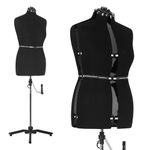 FDW Female Mannequin Body Dress Form Sewing Mannequin Torso Manikin with Wooden Tripod Base Stand Adjustable Mannequin for Sewing Clothes Display (Black, 39.4-64.2 Inches)