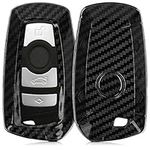 kwmobile Car Key Cover Compatible with BMW 3 Button Remote Control Car Key (only Keyless Go) - Hard Case - Carbon Black