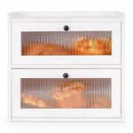 Sunhoo Bread Box for Countertop Bread Storage Bin Container Double Layer Extra Large Kitchen Counter Wood Breadbox Saver Keeper Vintage with Acrylic Window Easy to Assemble Boîte à Pain (White)