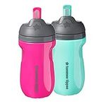 Tommee Tippee Insulated Straw Cup for Toddlers, Spill-Proof, 260ml, 12m+, Pack of 2, Pink and Mint