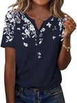 Zeagoo Short Sleeve Shirts for Women Business Causal Summer Tops Cute V Neck Button Floral Work Blouses