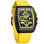 NAVIFORCE Waterproof Chronograph Sport Watch for Men, with Auto Date Women Quartz Wrist Watches, Colorful Silicone Band, black+Yello, classic style