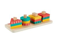 Fisher-Price Toddler Sorting Toy Wooden Shape Stacker, 13 Wood Pieces for Fine Motor Play Preschool Kids Ages 2+ Years, HXV05