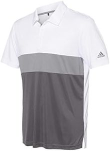 adidas Mens Merch Block Polo, White/Grey Three/Grey Five, 4X-Large