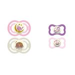 MAM Perfect Night Pacifiers + Air Night Pacifiers (2 Pack), Glow in the Dark Pacifiers for Girls (6+ Months)