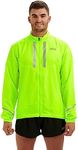 Time To Run Men's Pace Running Jacket - Lightweight Windproof Reflective Trim & Two Pockets Medium Lime