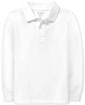 The Children's Place Boys' Long Sleeve Pique School Uniform Polo Shirt, White Single, S