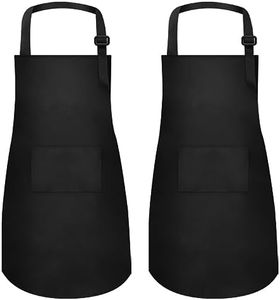 MEOGETY 2Pcs Kids Aprons Children Artists with Pockets Adjustable Chef Aprons for Cooking Kitchen Backing Painting