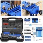 GJCrafts Woodworking Doweling Jig Kit with Positioning Clip Adjustable Drilling Guide Puncher, 3 in 1 Woodworking Drill Guide Kit with 6/8/10/15 mm Dowel Pins, Self-Centered on Wood Precisionally