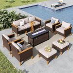 MFSTUDIO 9 Piece Wicker Patio Furni