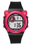 V2A Resin Critter Series Girls Digital Watch With Cat Ears For Ages 3-10 - 7 Color Backlight, 30M Waterproof, Alarm, Stopwatch | Watch For Boys And Girls | Birthday Gift | Return Gift (Black-Pink)