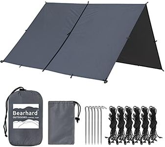 Bearhard Waterproof Camping Tarp, Lightweight Hammock Rain Fly, UV Protection and PU 3000mm Waterproof Backpacking Tarp, 10x12ft Large Tent Footprint or Shelter Kit for Hiking and Outdoor Adventure