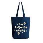 Eco Right Canvas Tote Bags For Women With Zip, College Bag For Girls, 100% Organic Cotton Tote Bag For Shopping, Travel & Beach Bags For Women, Navy Blue