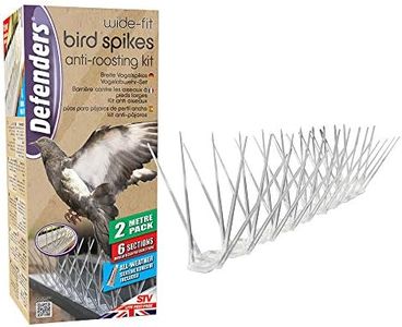 Defenders Wide-Fit Bird Spikes - 2m Kit Bird Spikes and Adhesive (Protect Your Garden Boundaries from Birds) - STV900