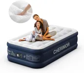 CHERIMOR Twin Air Mattress with Built in Pump and Quilted Mattress Topper, 20" Comfort Blow Up Mattress, Portable Inflatable Mattress with Carry Bag, 2-Min Inflation Air Bed for Guest, Home & Camping