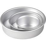 CLASSIC STAR Aluminum Round Cake Pan Set - 6", 7", 8" x 2.25" | 3-Piece Silver Bakeware Moulds/Tins for Even Baking