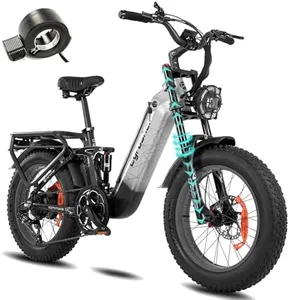 Cyrusher Aluminum Electric Bike 1500W, 20Inch Kommoda City Ebike, 28Mph 48V 20Ah 75Mile, Full Suspension, Dual Disc Brakes, 4.0inch Fat Tires, Gray