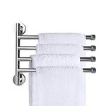 PHOEWON Swivel Towel Rail Chrome Stainless Steel Bath Rack Wall Mounted Towel Rack Holder with 4 Swivel Bars, Swing Towel Holder for Kitchen, Bathroom, Toilet