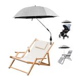 Garden Umbrella Parasol Portable,Camping Chair Umbrella Multifunctional Clip-on Beach Umbrella with Universal Clamp 360° Adjustable,Beach Chair Parasol Umbrella Beach Umbrella Wheelchair (Grey)