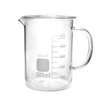 QWORK® 500ml Beaker Mug with Handle, Borosilicate Glass Measuring Cup