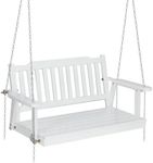 Gardeon Outdoor Porch Swing Chair Wooden 2 Seater White Garden Bench Hanging Seat, Patio Baconly Furniture Chairs, with Metal Chains Water Resistant 300kg Capacity