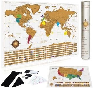 InnovativeMap Scratch Off World Map Poster and Deluxe United States Map - Includes Complete Accessories Set & All Country Flags - Premium Wall Art Gift for Travelers - Map of the World, White Map