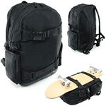 Venom Skateboards Bagbase Backpack School Bag with Skateboard Carrier Laptop Compartment 23L - Black