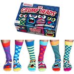 United Oddsocks Grump Heads - Box of 6 Odd Socks for Men,UK 6-11 | EUR 39-46 | US 7-12. Fun and Quirky Birthday,Christmas,Father's Day Gift for Men