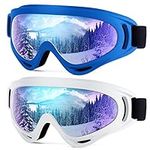 Dizywiee 2-Pack Kids Ski Goggles, Snowboard Goggles for Adult Youth Teens Boys & Girls, Winter Snow Sports Goggles