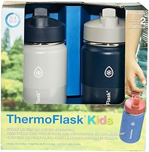 Thermoflask Stainless Steel Kids 14oz Straw Bottle 2pk HarborGrey,Denim