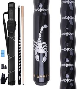 AB Earth Ergonomic Design 13mm Tip 58" Maple Pool Cue Stick Kit with Hard Case (Black, 19oz)