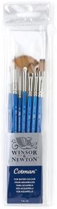Winsor & Newton, Cotman Watercolour Synthetic Brushes, Short Handle, Pack of 7