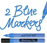 ARTISTRO 2 Acrylic Paint Pens for Rock Painting Ceramic Wood Glass Tire Plastic, Fabric Marker Paint Markers Ideal for Labeling DIY Crafts Art Projects, 3mm Medium Tip, Blue