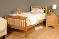 Comfy Living 3ft Single Atlantis Style Wooden Pine Bed Frame in Caramel