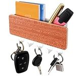 BELLE VOUS Magnetic Key Holder Wall Rack - 18 x 9.7cm/7.08 x 3.81 Inches - Wall-Mounted Organiser with 5 Hooks & Storage Tray - Key/Mail Shelf for Hallway/Entryway, Home Office or Kitchen