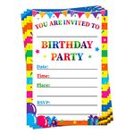 Fsaoor 30 Pack Birthday Party Invitations for Kids 5"x7" Birthday Party Invitations Cards for Boys Girls Birthday Party Celebration Invitations Cards for Teens with Balloons Gifts Box Birthday Cake Decorations