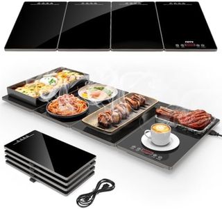 FEPPO Electric Warming Tray, 4-in-1 Food Warmers for Parties Buffet with 10 Temp Settings and Timer, 33"x15" Glass Surface Warming Mat for Food, Modular Buffet Hot Plates for Catering and Gatherings
