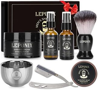 Shaving Kit for Men, Shaving Set of Sandalwood Shaving Cream, Mens After Shave Balm, Pre-Shave Oil,Shaving Brush and Bowl,Shaving Soap Gift Set for Men Boyfriend Stocking Fillers