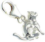 Welded Bliss Sterling 925 Solid Silver Sitting Cat Clip On Charm Pendant WBC1588