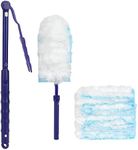 JEBBLAS Heavy Duty 360 Degree Duster Including 1 Long Handle, 1 Short Handle and 20 Duster Refills, Electrostatic Duster Kit, Heavy Duty Extender Handle Starter Kit