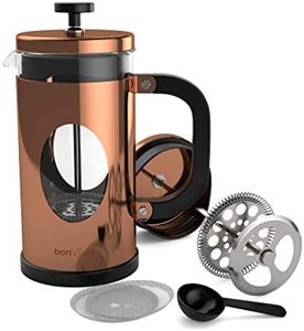 bonVIVO GAZETARO I Large French Press Coffee Maker - Glass French Coffee Press Machine Made of Heat Resistant Stainless Steel and Borosilicate Glass in Copper Finish, With Filter, 34 ounces��…