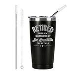 Elegantpark Retirement Gifts for Men Women 2024 Wine Tumbler with Straw Retirement Tumbler Retired Gifts for Dad Uncle Coworkers Boss Retired Friends Teacher Travel Mug Coffee Tumbler 20 oz Black