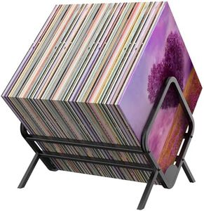 PIGTAB Vinyl Record Storage Holder, 80-120 LP Album Storage Rack, Metal Records Display Stand, Quick Assembly Vinyl Album Holder for Magazines, Books, Files(1-Tier Black)