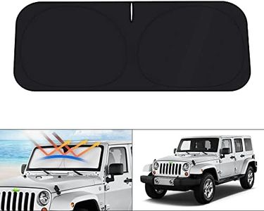 KUST Windshield Sun Shade for 1997-2017 Jeep Wrangler Rubicon Sahara TJ JK JKU 2/4 Doors Sunshade Window Sun Visor Protector Foldable Blocks UV Rays Keep Your Car Cooler