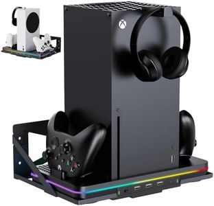 Wall Mount with Cooling Charging Stand for Xbox Series X/S,Vertical Dual Controller Charger Station Compatible Xbox Series X/S Console Accessories with Cooling Fan,3 USB Ports&2 Headset Stand